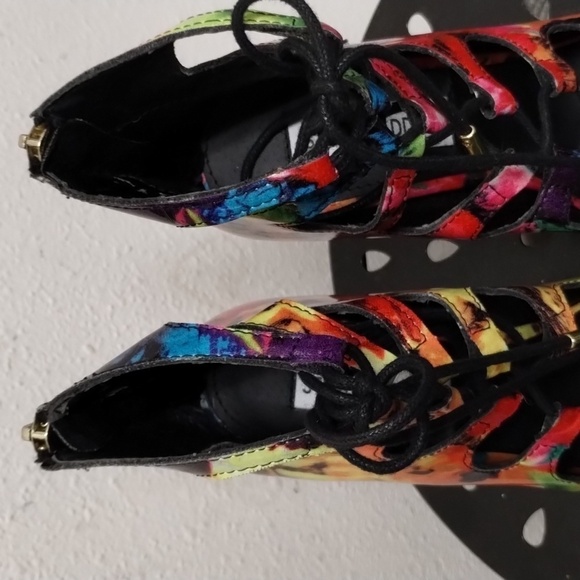 Steve Madden Cythiaa Multi-Color Open Toe Lace Up Heels Sz 5.5 M Beautful - Picture 5 of 15